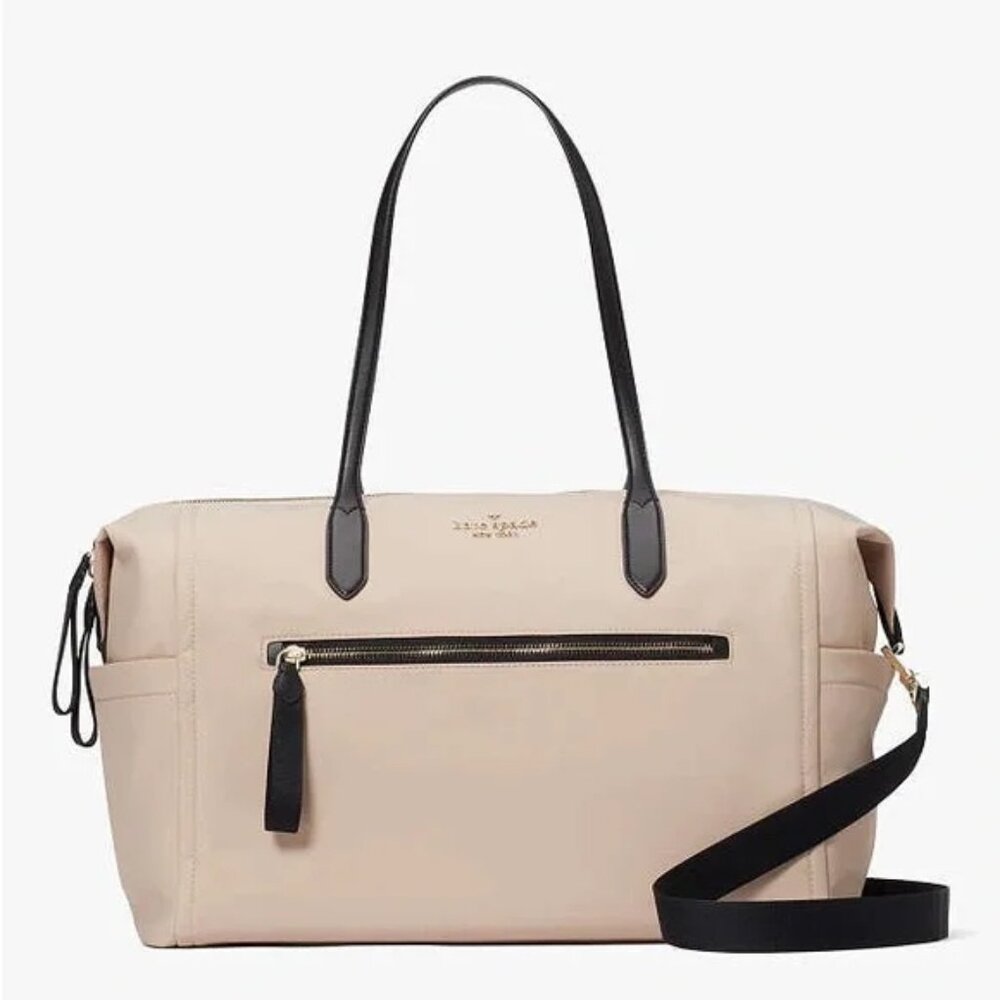 STORE CLOSING 3/30! kate spade Chelsea Nylon Weekender, Beige NWOT | Dust Bag